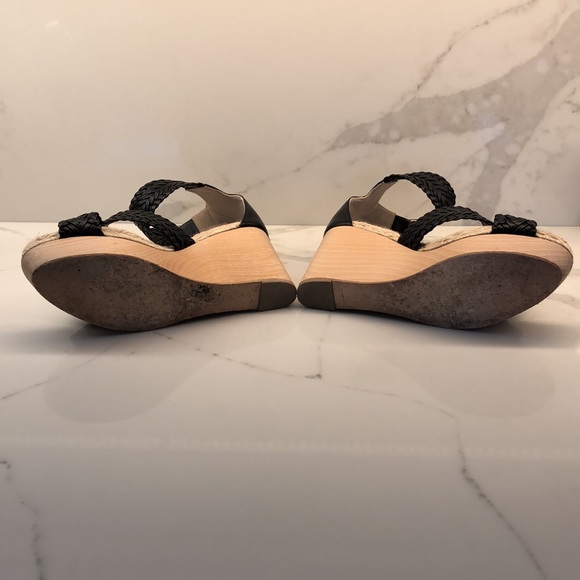 Hermes Black Leather Braided Espadrille Wedges - Picture 11 of 11